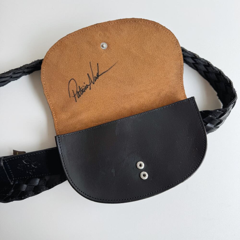 Patricia Nash Autographed Black Woven Leather Ponticelli Belt Bag Clutch